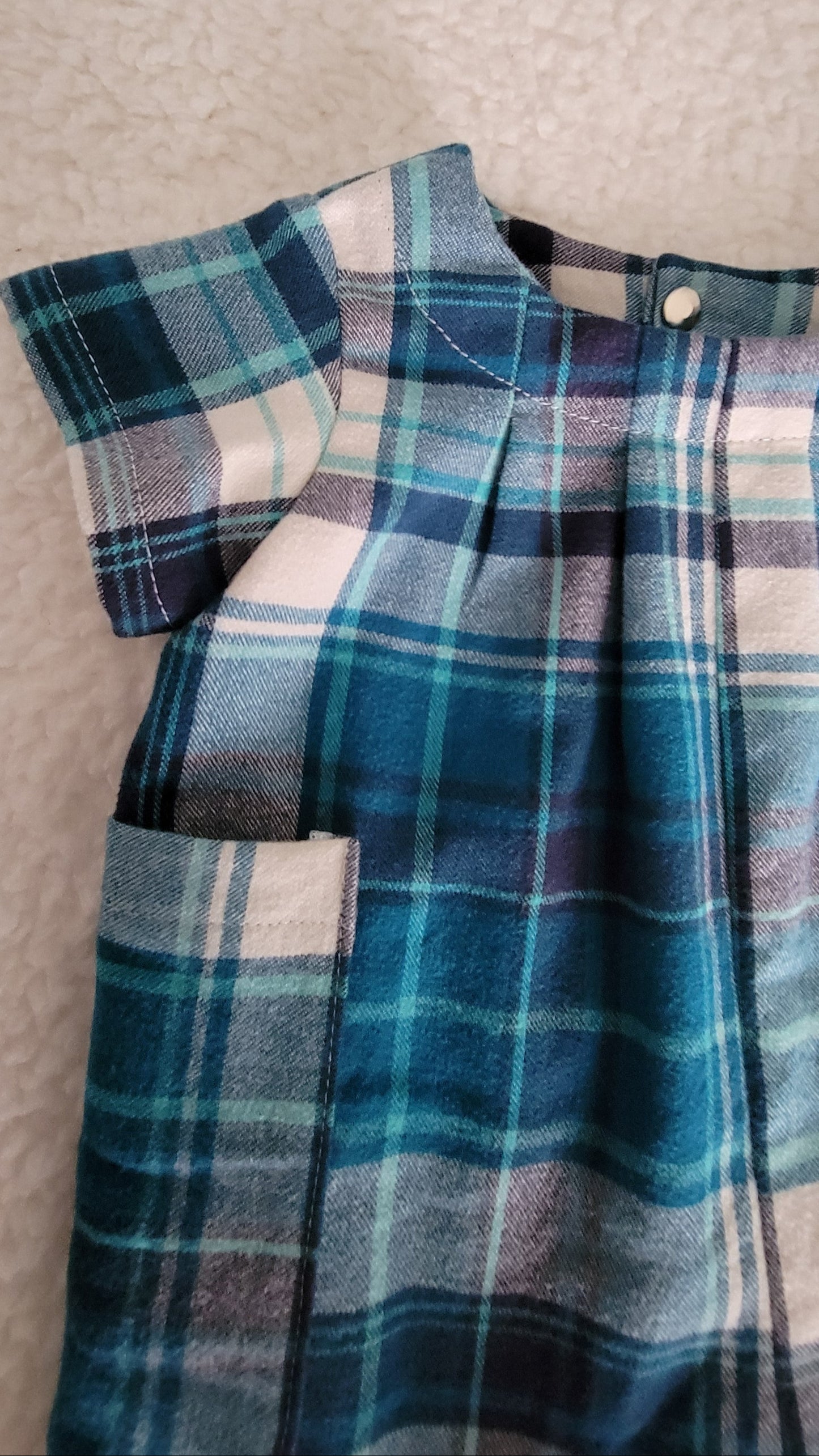 Blue & White Plaid Boy Romper