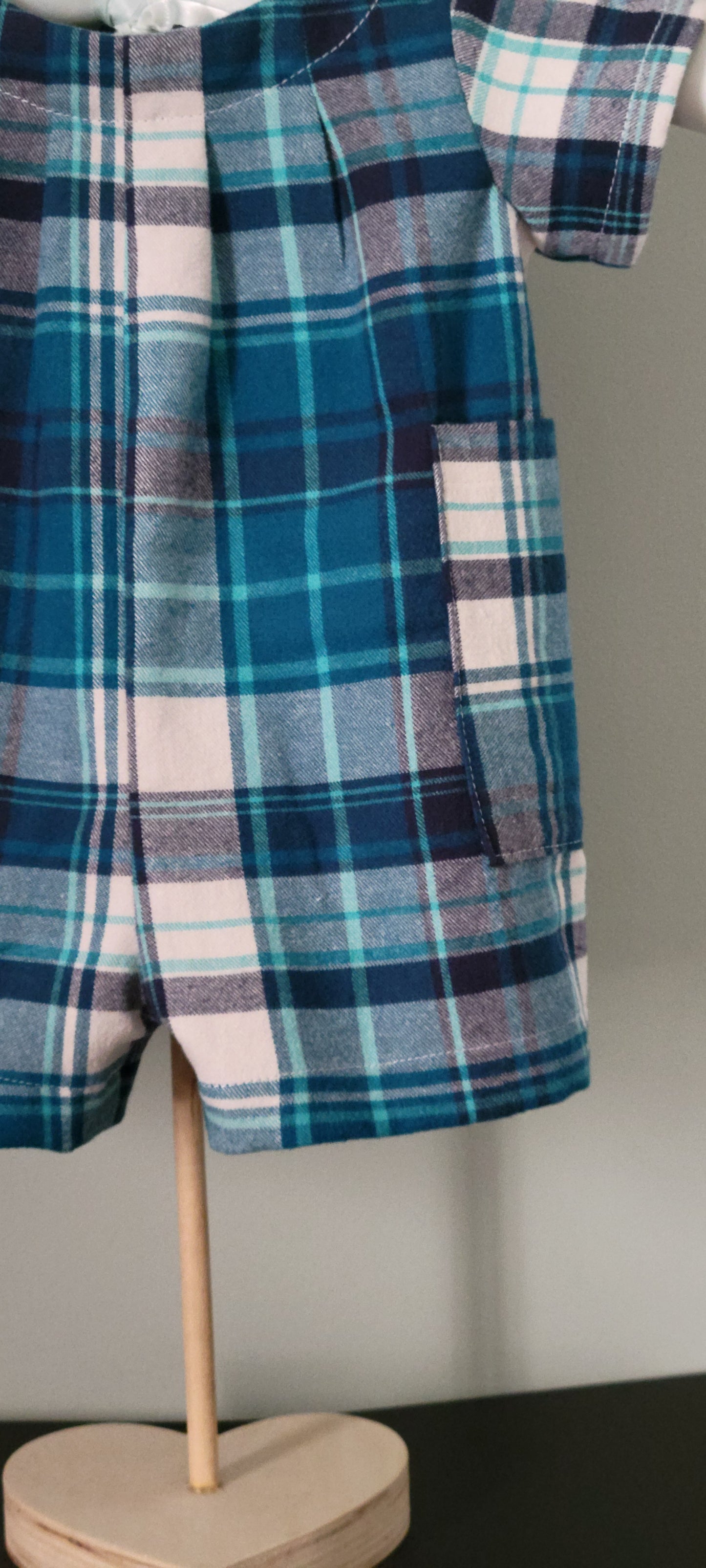 Blue & White Plaid Boy Romper