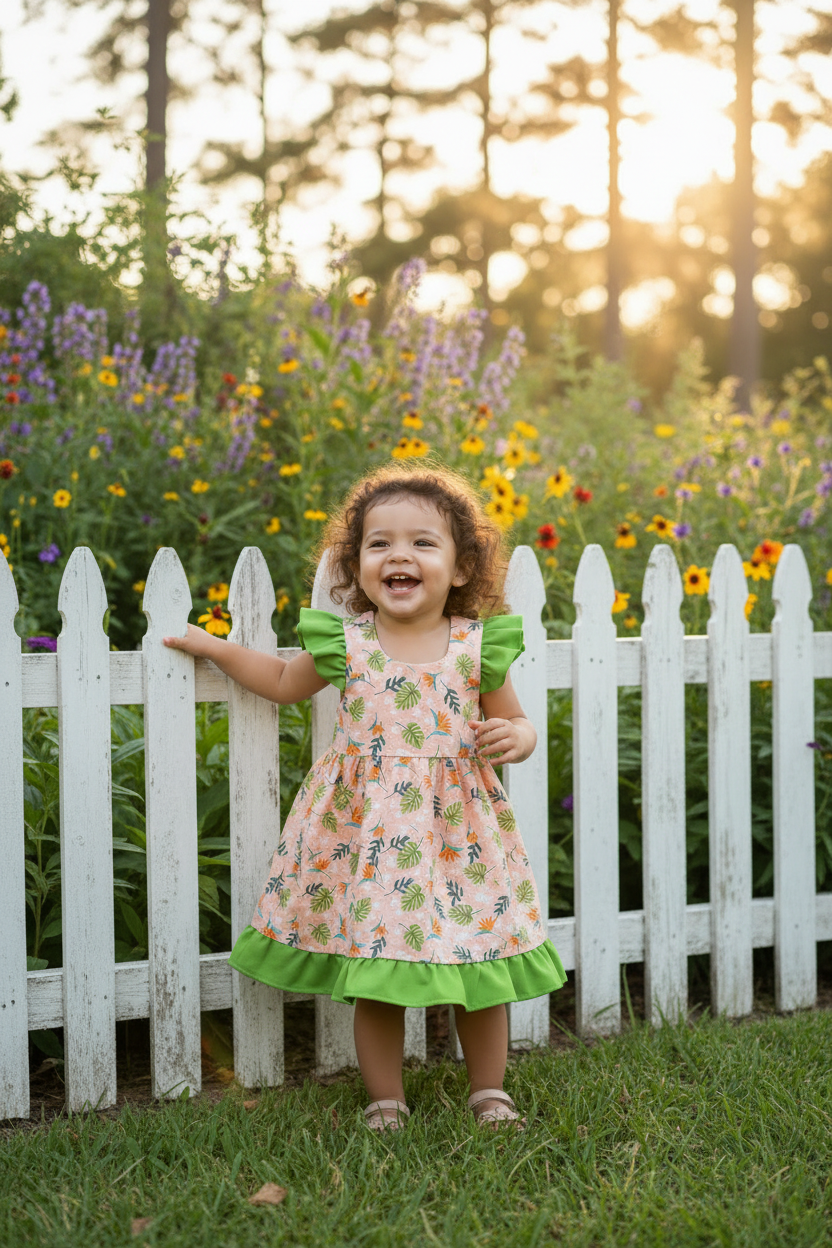 12 Months - Betty Peach & Green Butterfly Sleeves