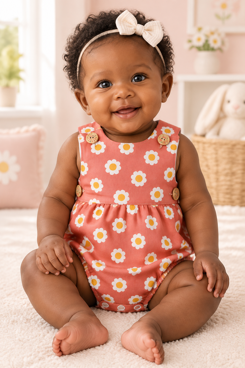 6-month-old Black girl wearing the Sissy Missy Romper