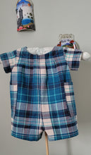 Load image into Gallery viewer, Blue &amp; White Plaid Boy Romper
