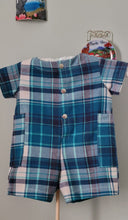Load image into Gallery viewer, Blue &amp; White Plaid Boy Romper
