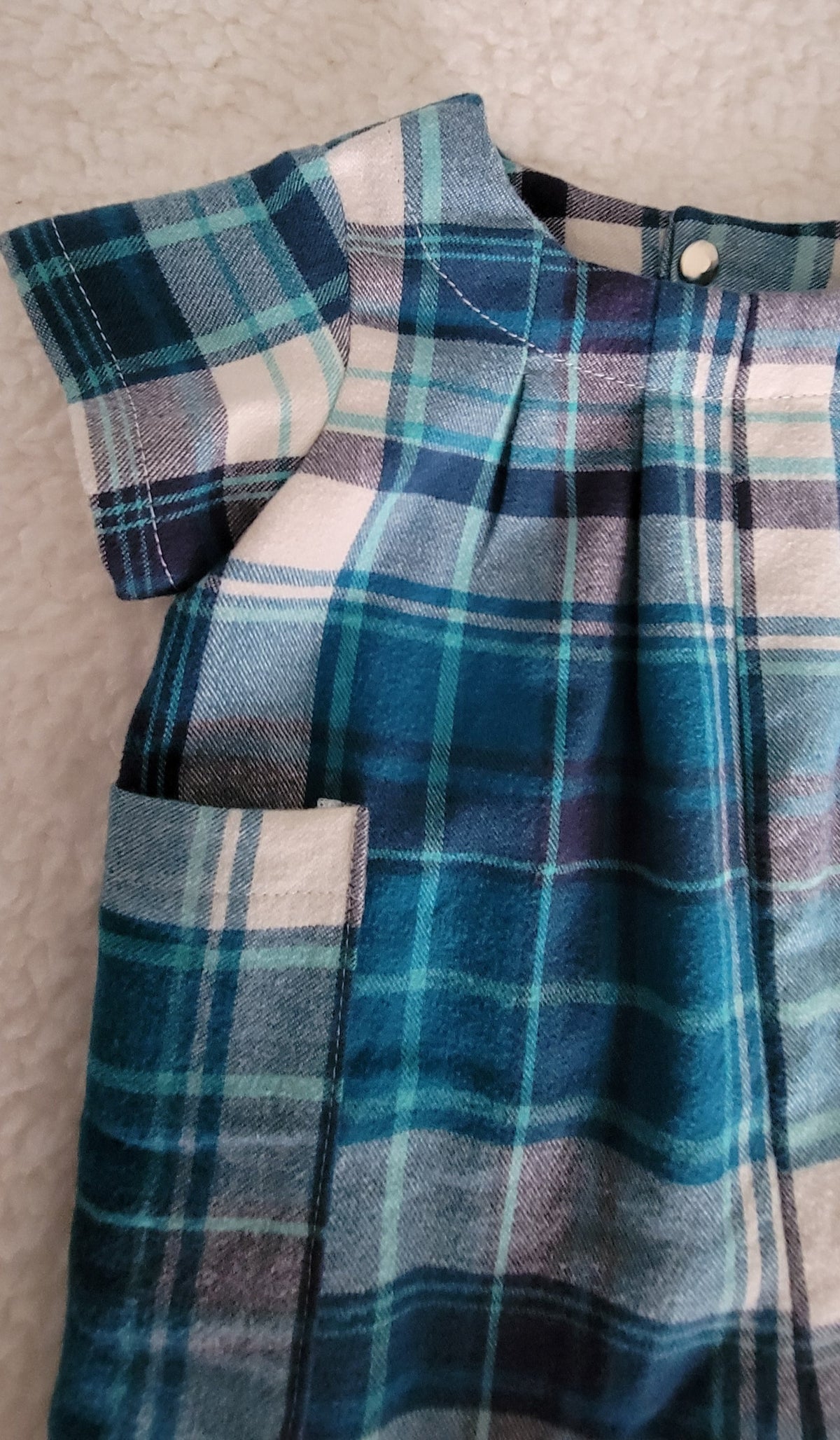 Blue & White Plaid Boy Romper