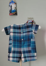 Load image into Gallery viewer, Blue &amp; White Plaid Boy Romper
