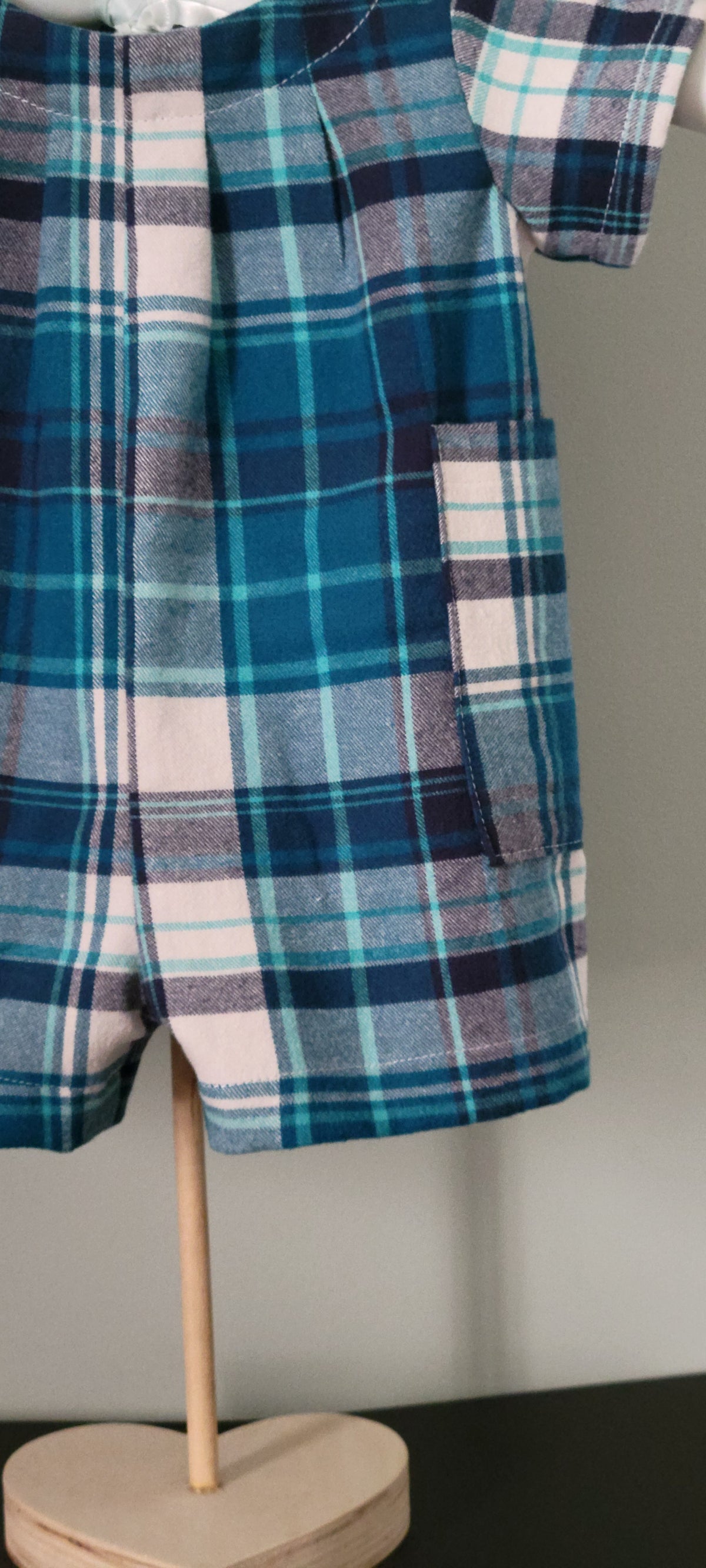Blue & White Plaid Boy Romper