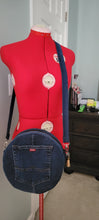 Load image into Gallery viewer, Round Upcycled Crossbody Denim Bag
