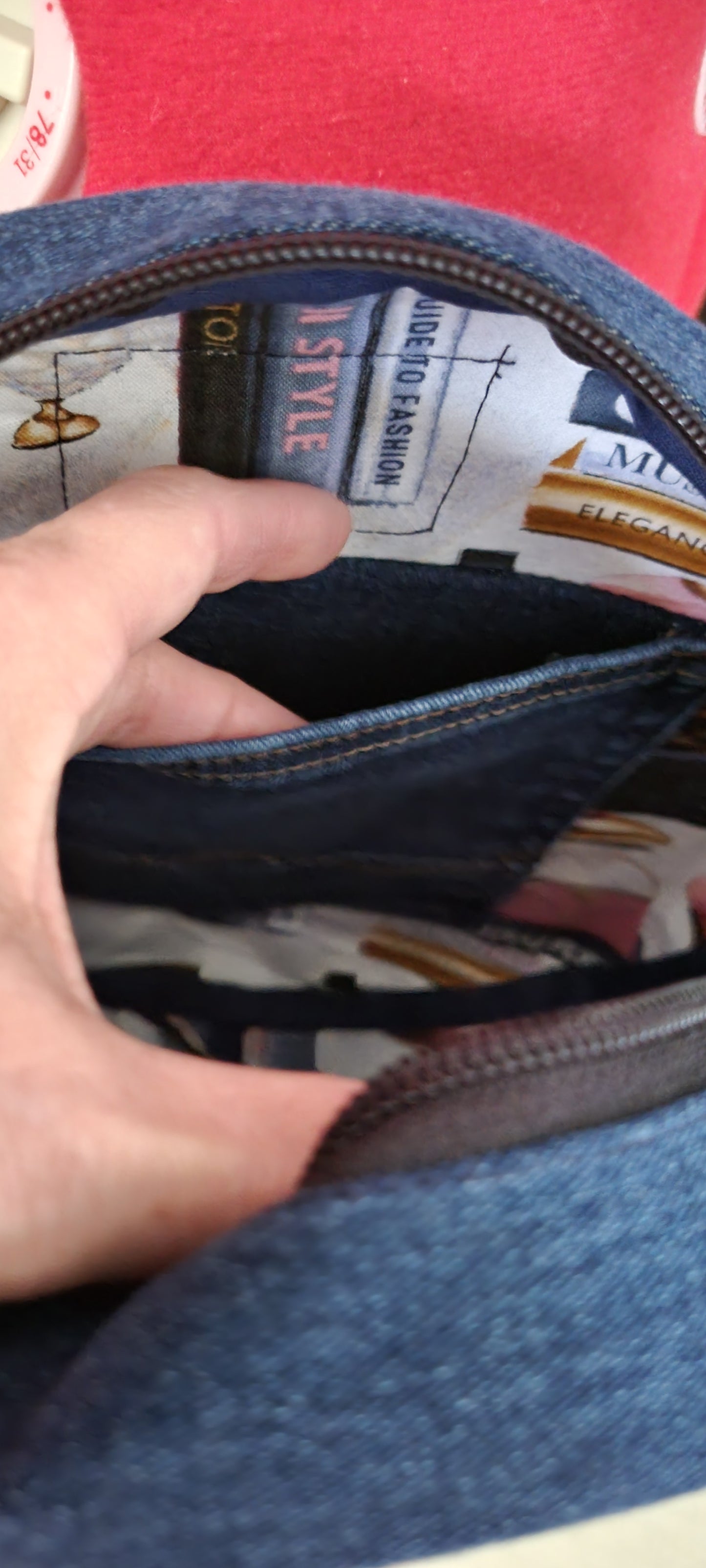 Round Upcycled Crossbody Denim Bag