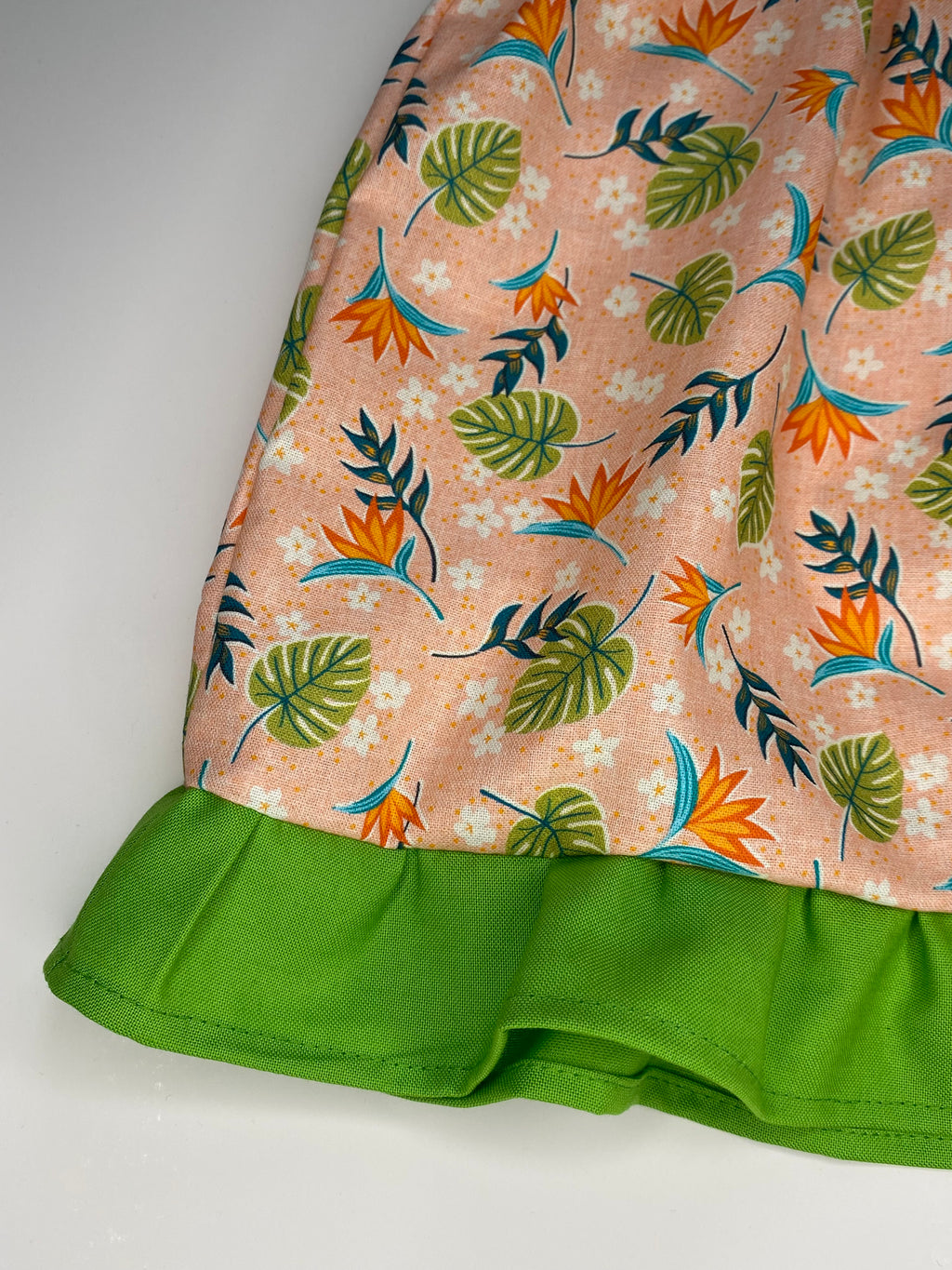 Betty Peach & Green Butterfly Sleeves Dress