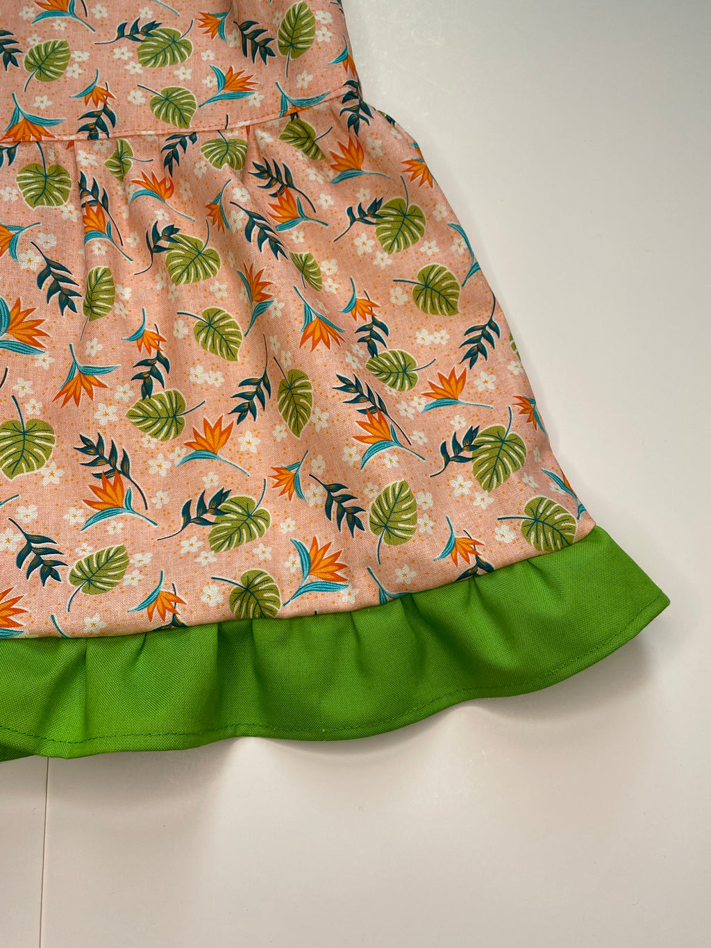 Betty Peach & Green Butterfly Sleeves Dress