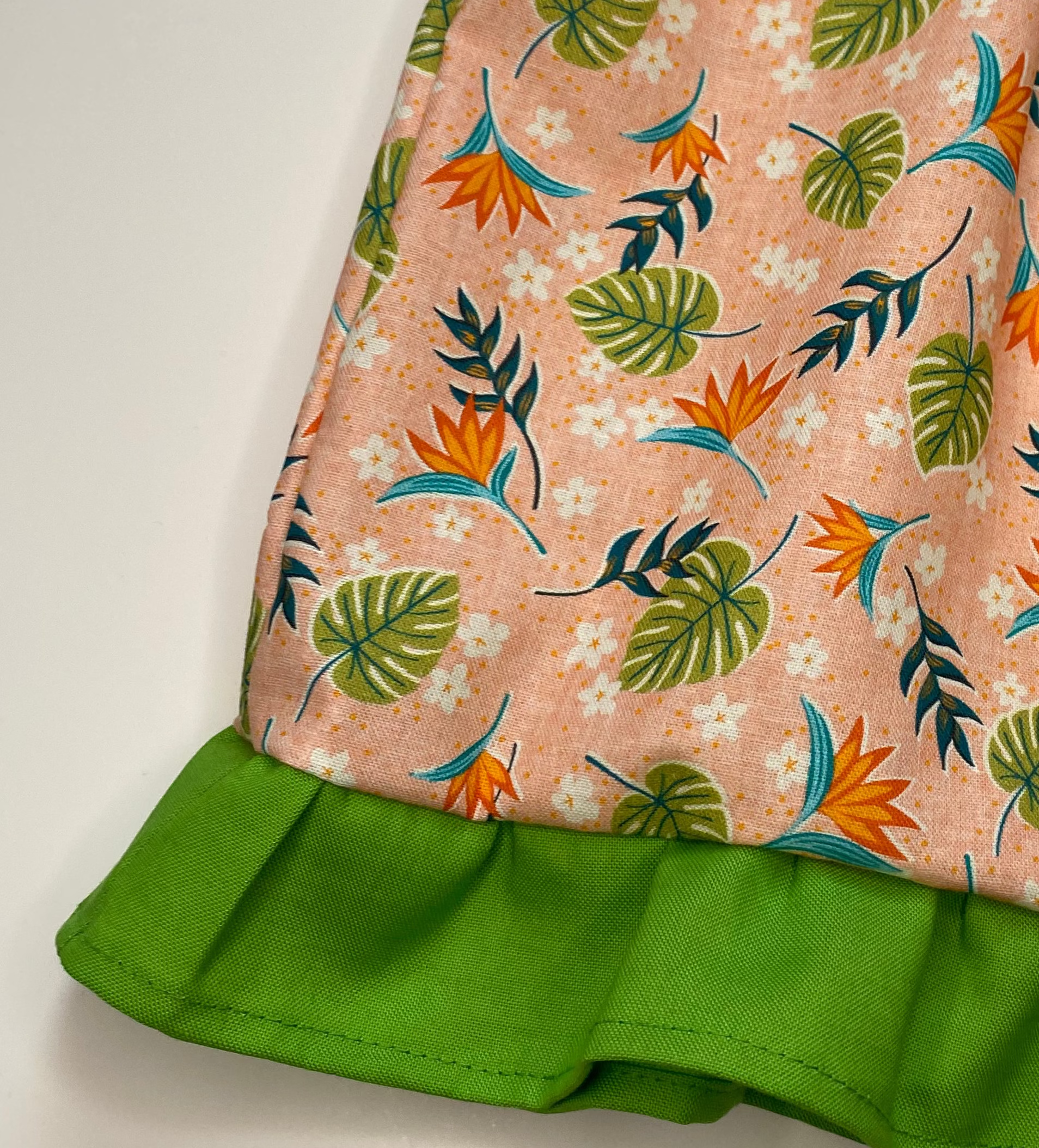 Betty Peach & Green Butterfly Sleeves Dress