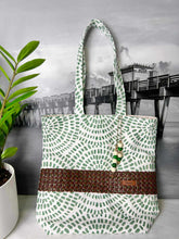 Load image into Gallery viewer, Cream &amp; Green Casual Tote Bag
