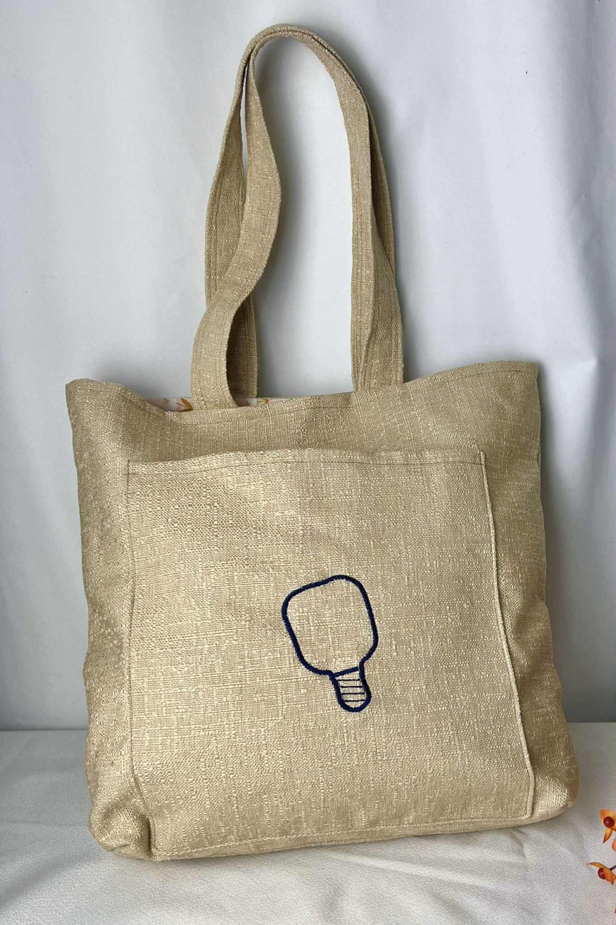Blue & Beige Pickleball Tote Bag