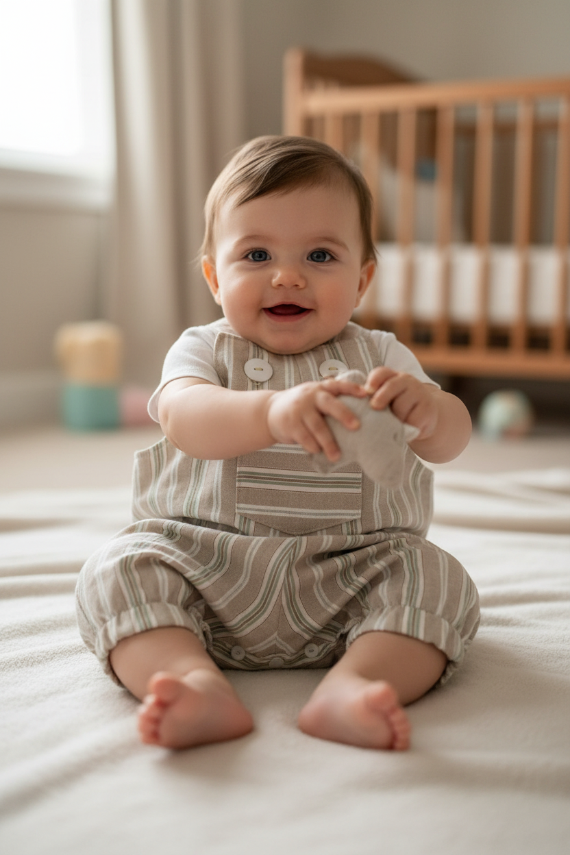 Baby boy in romper - pose 1