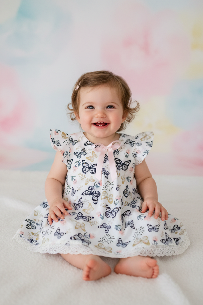 Baby in butterfly dress - studio setting