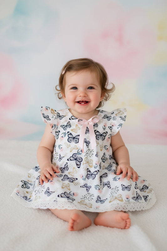 Baby in butterfly dress - studio setting