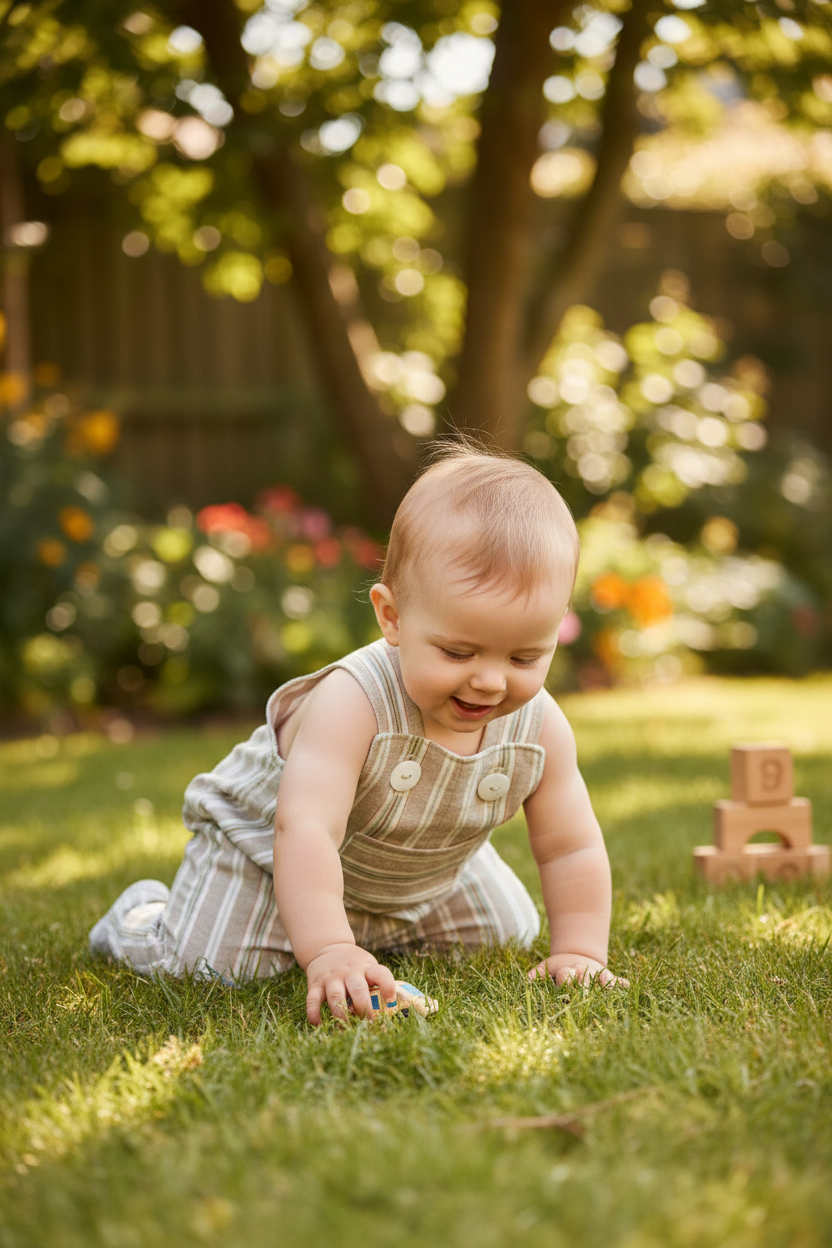 Baby in romper - outdoor setting