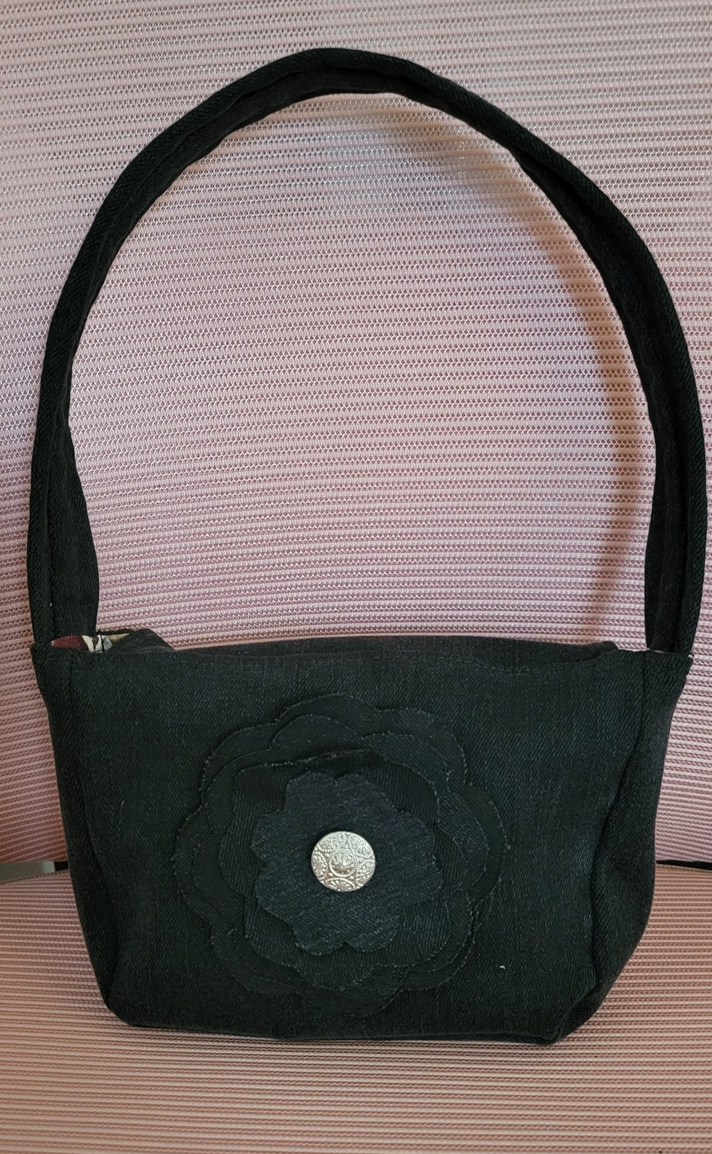 Mini Upcycled Flower Denim Bag