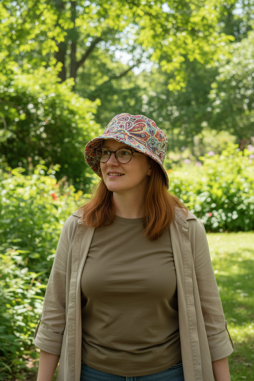Caucasian woman wearing Alicia Bucket Hat