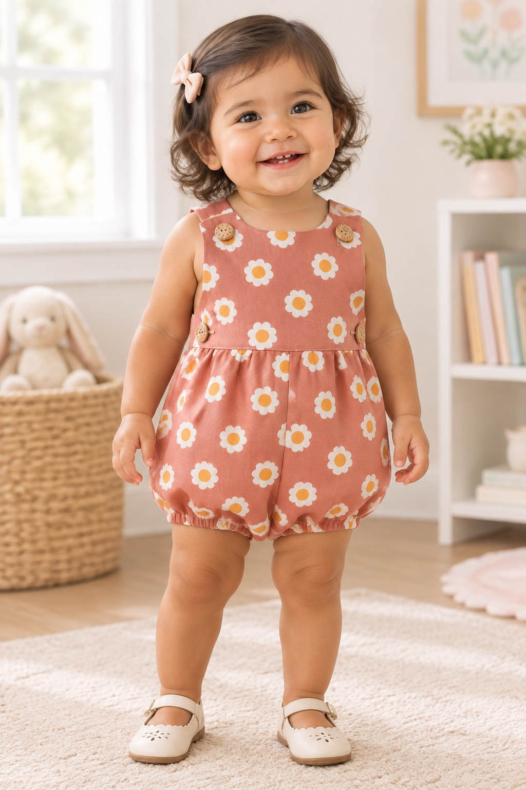 Hispanic toddler wearing the Sissy Missy Romper